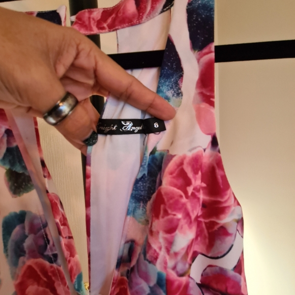 KNIGHT ANGEL 6 Pink Floral V Neck Sleeveless with Pockets Maxi Midi Romper Dress - Picture 6 of 16